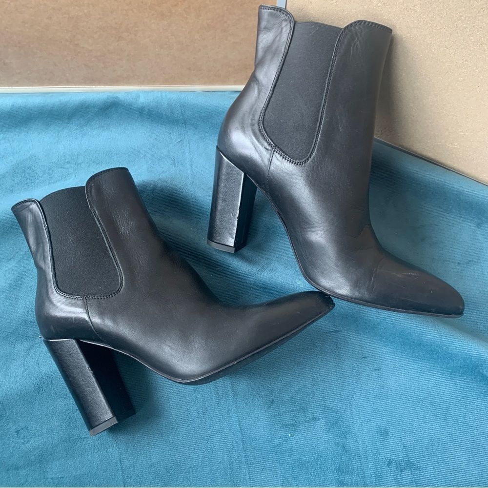 Made in Italy Genuine Leather Formentini Pointy Toe‎ Black Booties Size 8-8,5 39